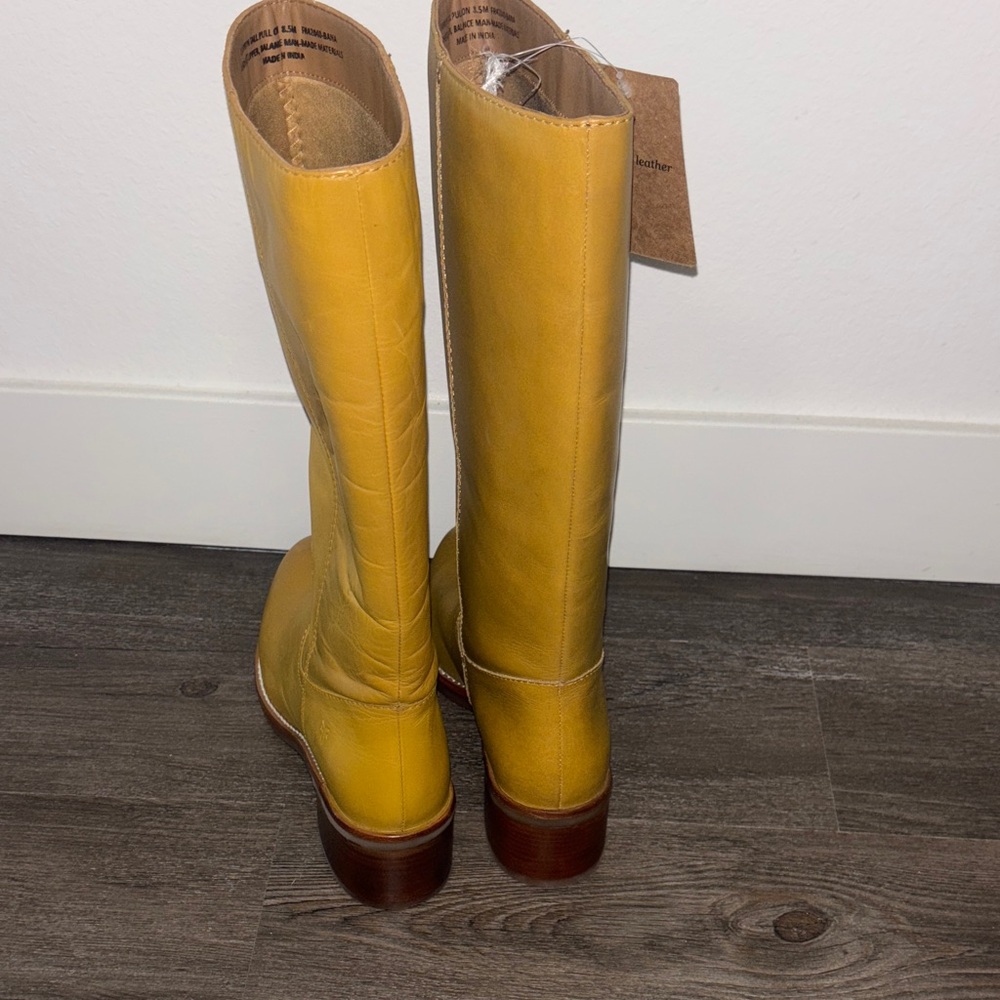 Frye Banana Leather Campus Camryn Tall Pull On Boots - Picture 4 of 6